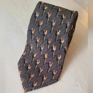 🇮🇹🌷ZEGNA vintage tie, brown, tulips  pattern
